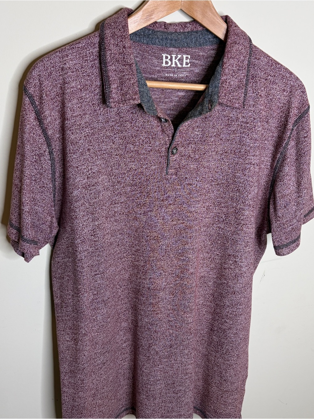 BKE Men's Maroon Heather Polo Shirt Size L